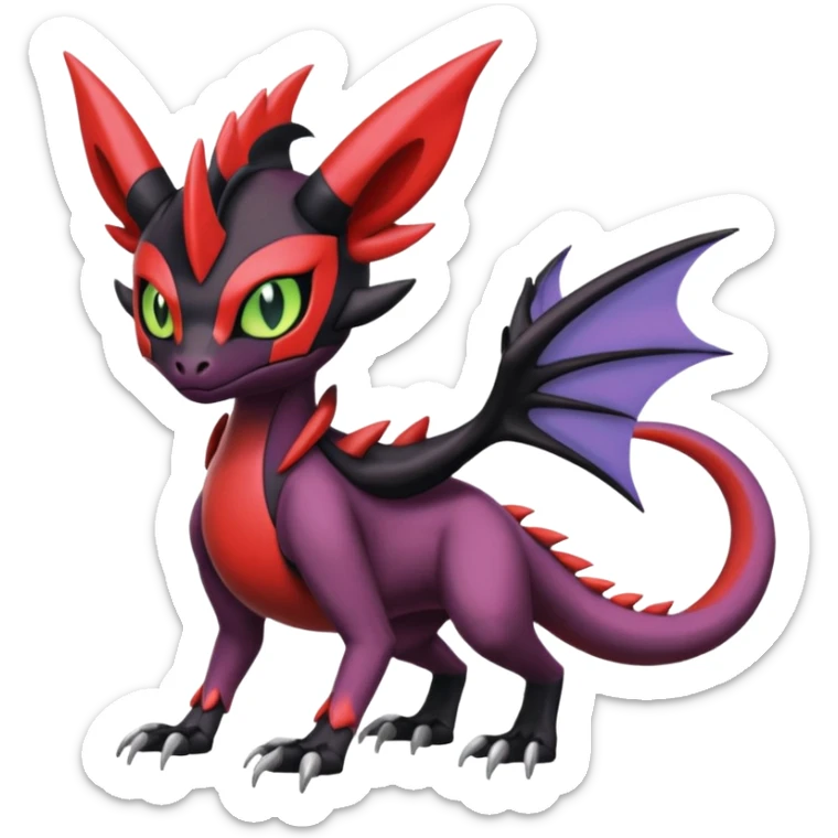 Colorful Cool Badass  Meloetta-Noibat-Noivern-Salandit-Guilmon-Darkrai-Pokémon-Fakémon-fusion-hybrid-creature sticker