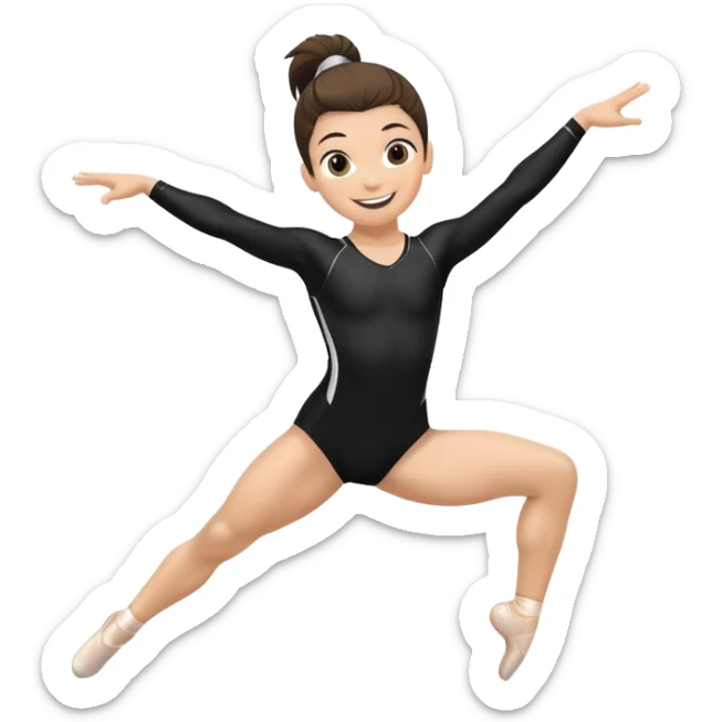"A gymnast in black outfit with a smile and a look of surprise (normal skin) sticker