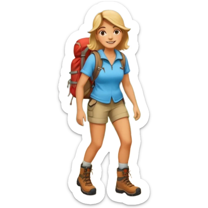 woman hiking in the woods in the sunshine sticker