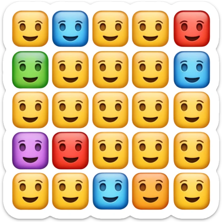 uzun bir emoji olsun böyle 8 tane emoji yan yana olsun kare kare sticker