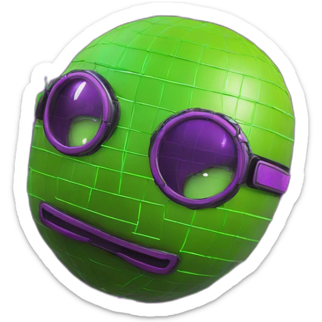 3D Emoji Lemon green and purple neon READY PLAYER ONE matrix Cyberpunk sticker