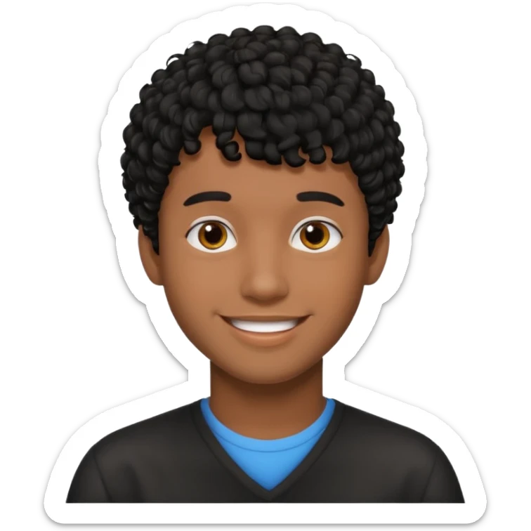 Young man with black curly hair fringe Haircut and dark skin sticker