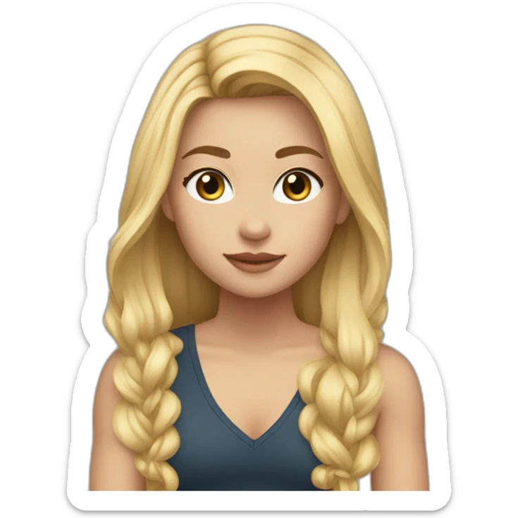 caucasian girl, long straight blonde hair, v-neck laced crop top sticker