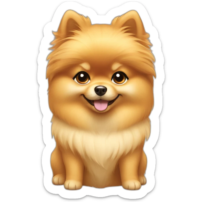 Girl with bang cut on forehead golden small Pomeranian dog sticker