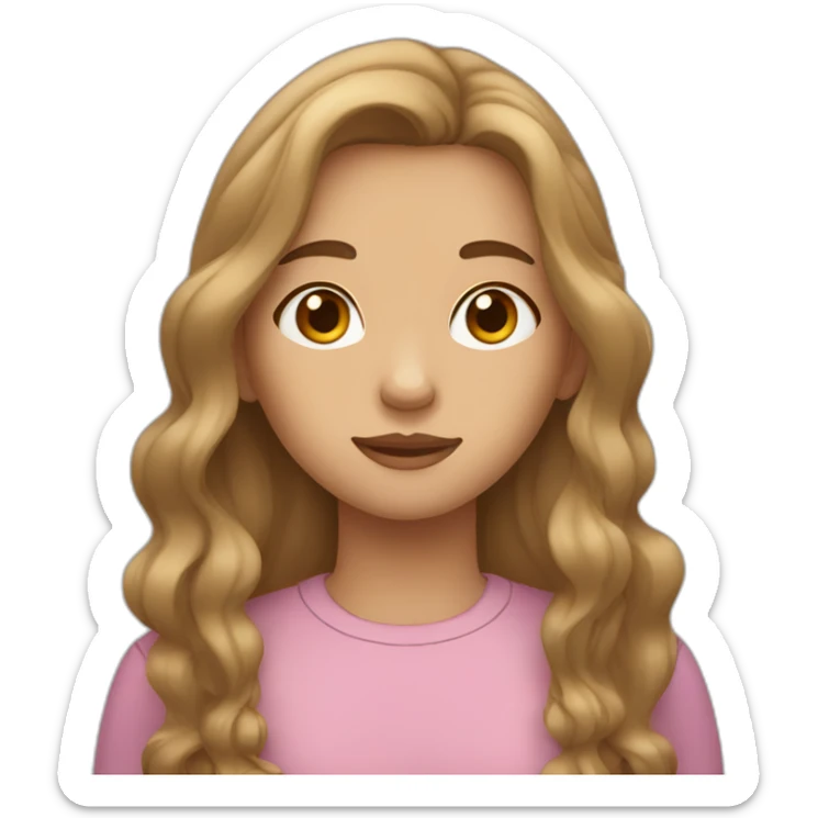 A teenage girl with light brown hair, sleepy eyes, a dimple in her cheek, and long hair. sticker