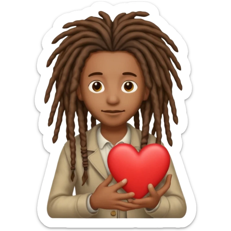 Holding heart out of chest brown skin person with dreads sticker