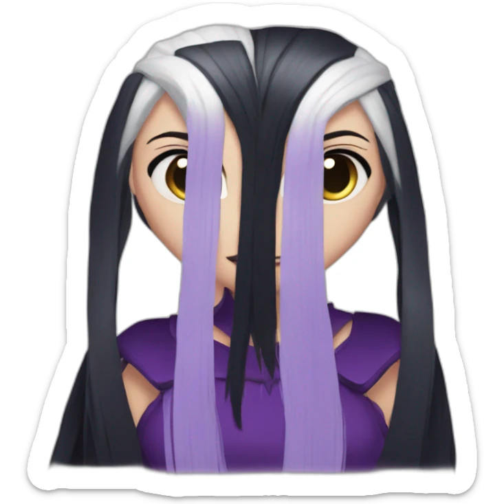 White girl with long straight black and purple hair Raven Queen sticker