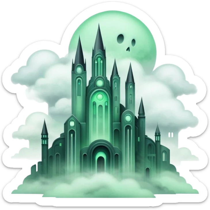 Ghostly Pastel Black Green White Spectral Gloomy Dusky Dull Foggy Dystopian Apocalyptic Aesthetic Scenery Deco sticker