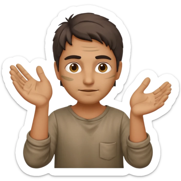 Emoji portrait of a Greek potter. Simple clothes, hands and face smudged with clay, focused expression. sticker