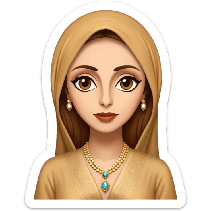 Cinematic Realistic Fairuz Portrait Emoji, depicted as an iconic Lebanese singer with graceful soulful expression and elegant attire, rendered with lifelike textures and warm radiant lighting that captures her timeless musical allure. sticker