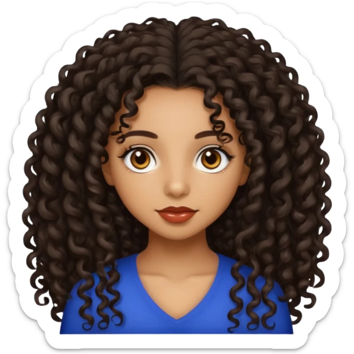 Beautiful Haitian and Puerto Rican girl with light brown skin and long black length very curly hair and beautiful hazel eyes sticker
