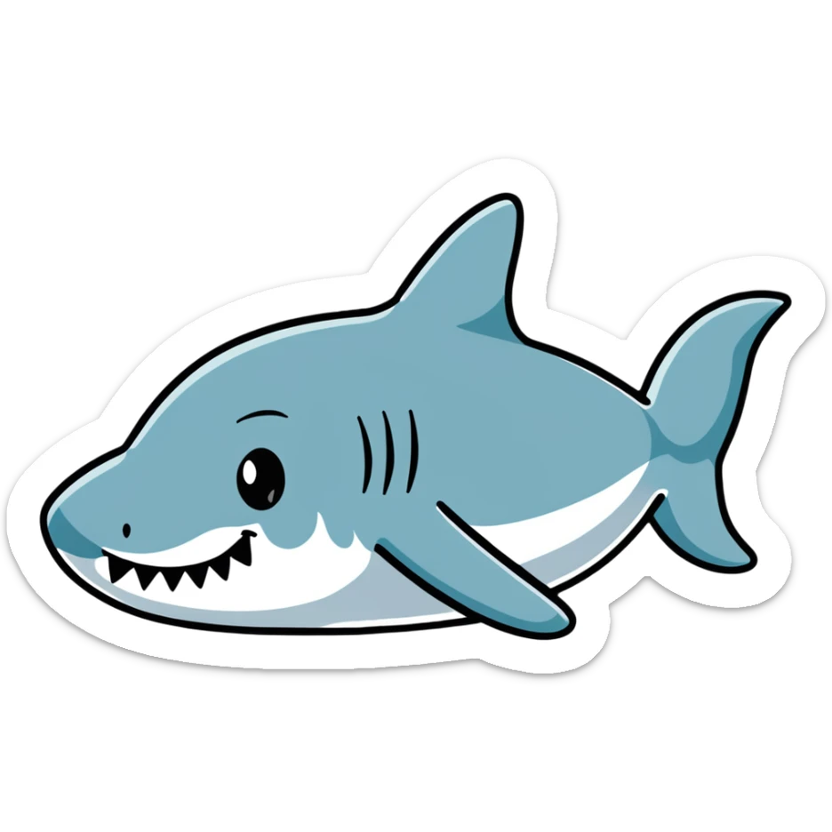 cartoon shark wearing colorful Air Jordans on all fins, playful and bold sticker