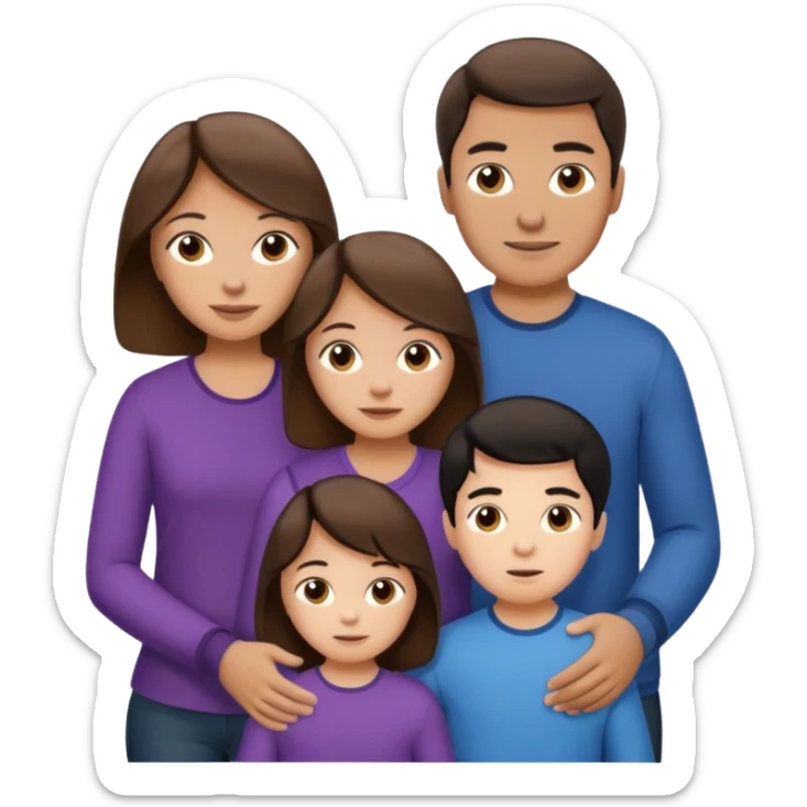 Family of four. a dad with brown hair mom with brown hair teen daughter with black hair and toddler boy with light brown hair sticker
