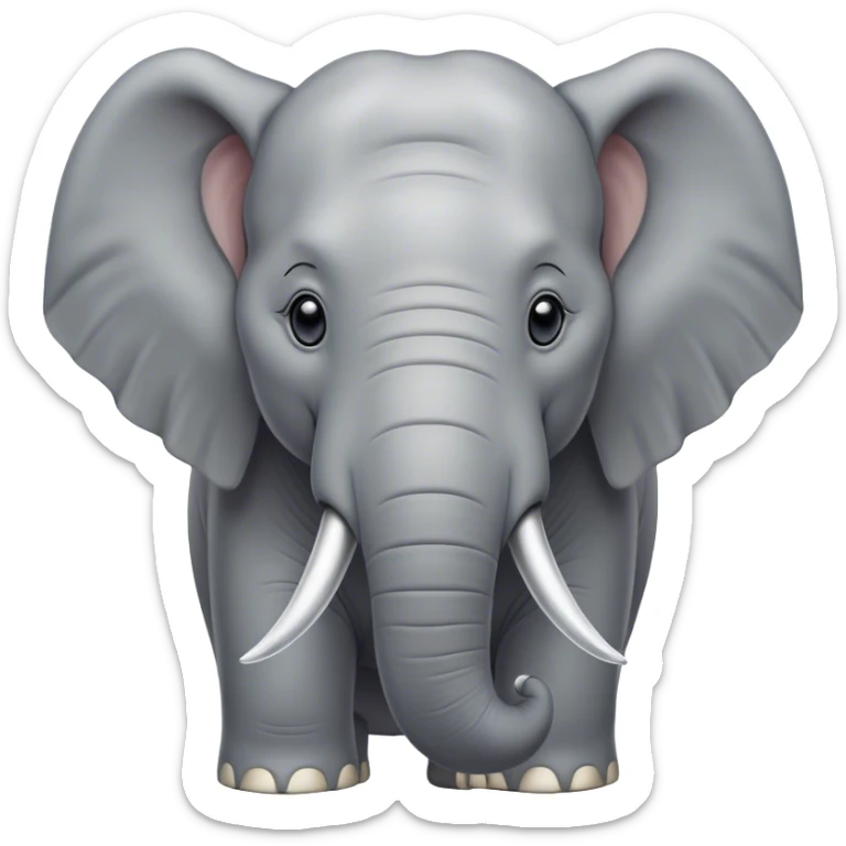 Cinematic Noble Elephant Portrait Emoji, Poised and regal, with a massive, majestic build and a smooth, well-groomed gray hide adorned with gentle wrinkles and proud tusks, deep-set soulful eyes, Simplified yet sharp and sophisticated features, highly detailed, glowing with a soft, dignified glow, high shine, intelligent and gentle, stylized with an air of ancient wisdom, focused and attentive, soft glowing outline, capturing the essence of a watchful and confident giant, so majestic it feels as though it could trump out of the screen with effortless authority! sticker