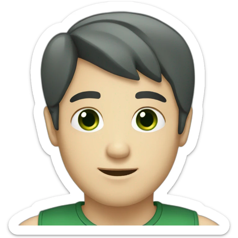 profile white male heart face black short hair with dark green eyes sticker