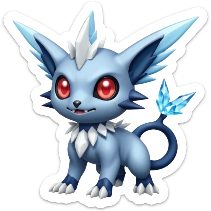 Elemental dark dusky mechanical frosty fairy-like fantasy epic rare Glalie-Sneasel-Togetic-Pokémon-Fakémon-hybrid-creature sticker