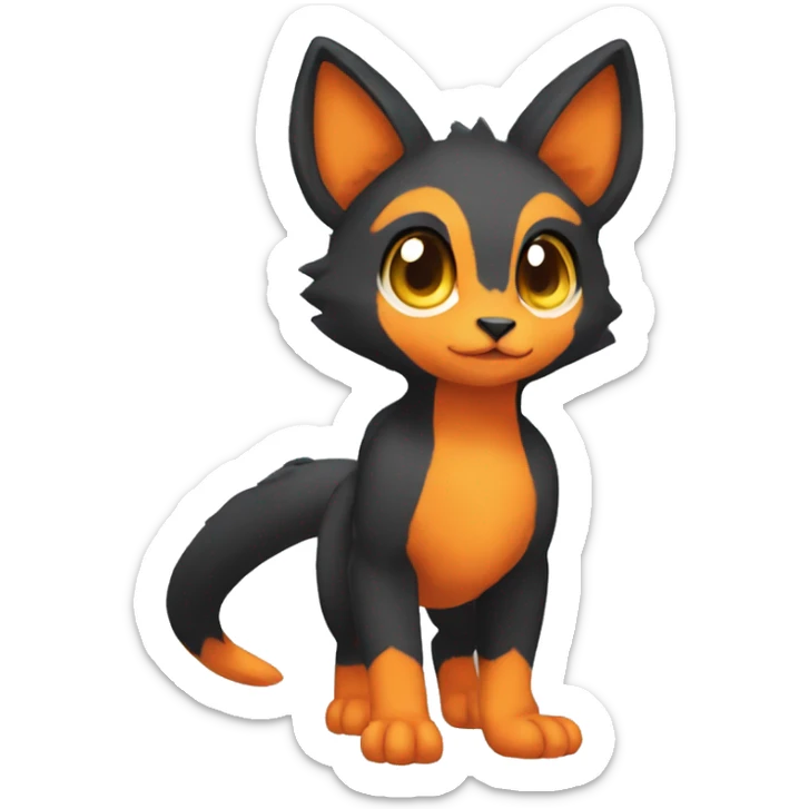 Cute cool black orange animal hybrid Fakemon full body sticker