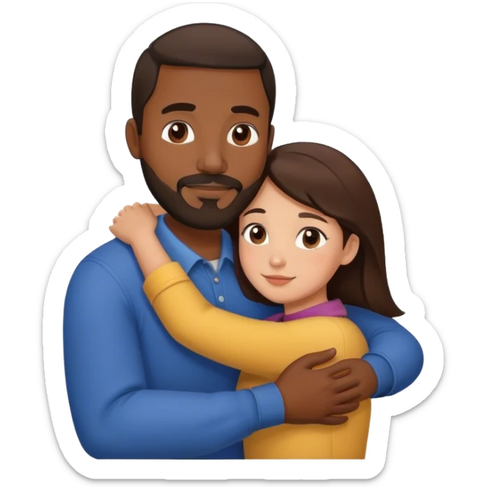 Black man with facial hair hug small pretty brunette woman sticker