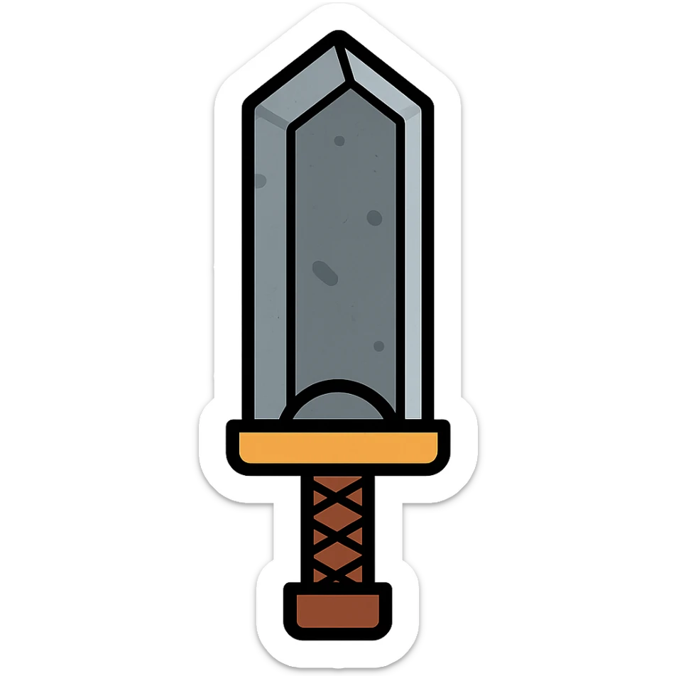 fantasy icon of a huge sword inspired by Berserk, metallic textures, sense of weight sticker