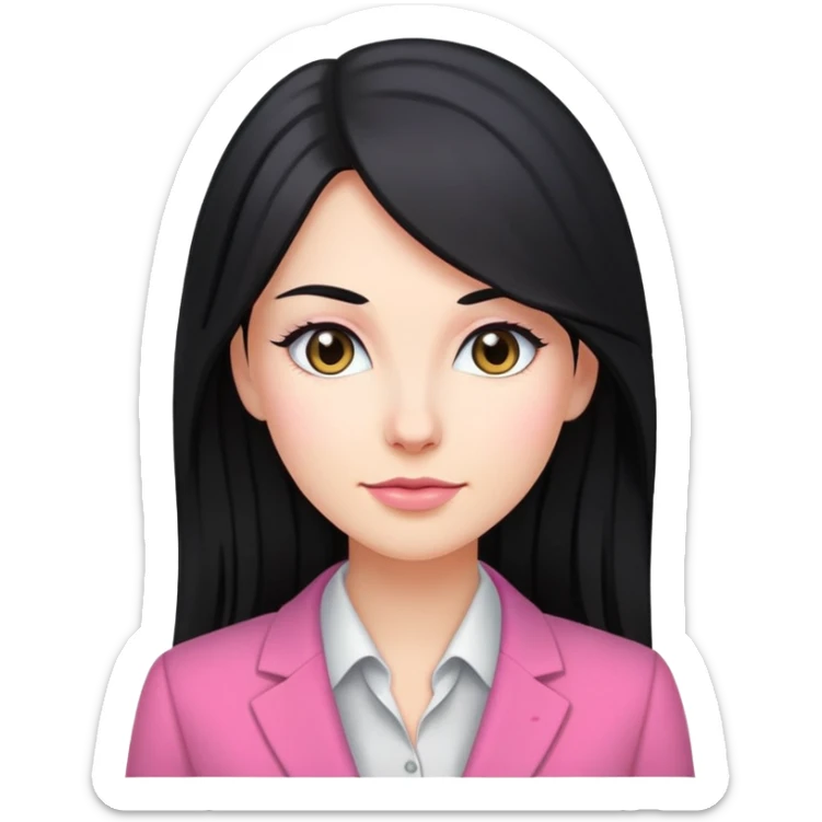 Business chlothes pink woman caucasian long black hair girl sticker
