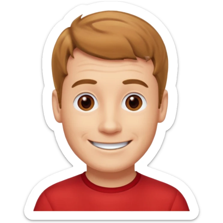 Murray Wiggle of The Wiggles with light skin, light brown hair, brown eyes, red skivvy shirt sticker