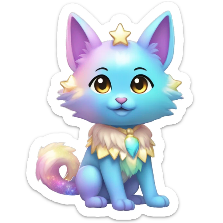 Anthro Shiny Colorful Pastel Glitter Sparkle Stars Gradient Anime Chibi Animal-Fakémon-Pokémon-Hybrid Fur Sona sticker