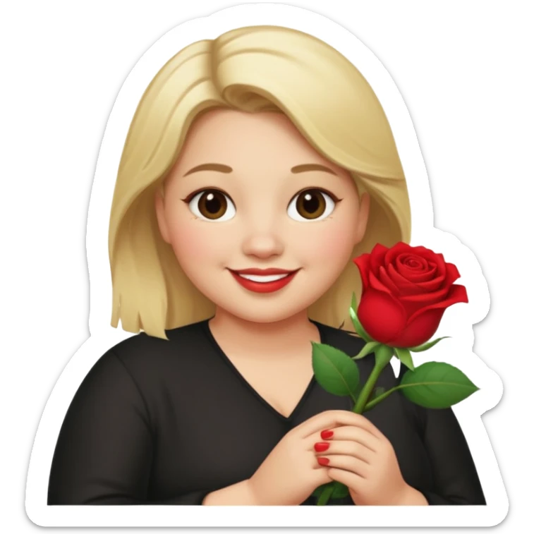 ash Trevino is a fat girl with blonde hair and has a rose in her hand  sticker