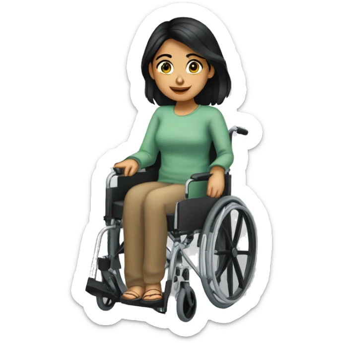 Anita is a 21-year-old undergraduate student with cerebral palsy. She uses a wheelchair to move from place to place.  she is a south Asian girl with black hair  sticker