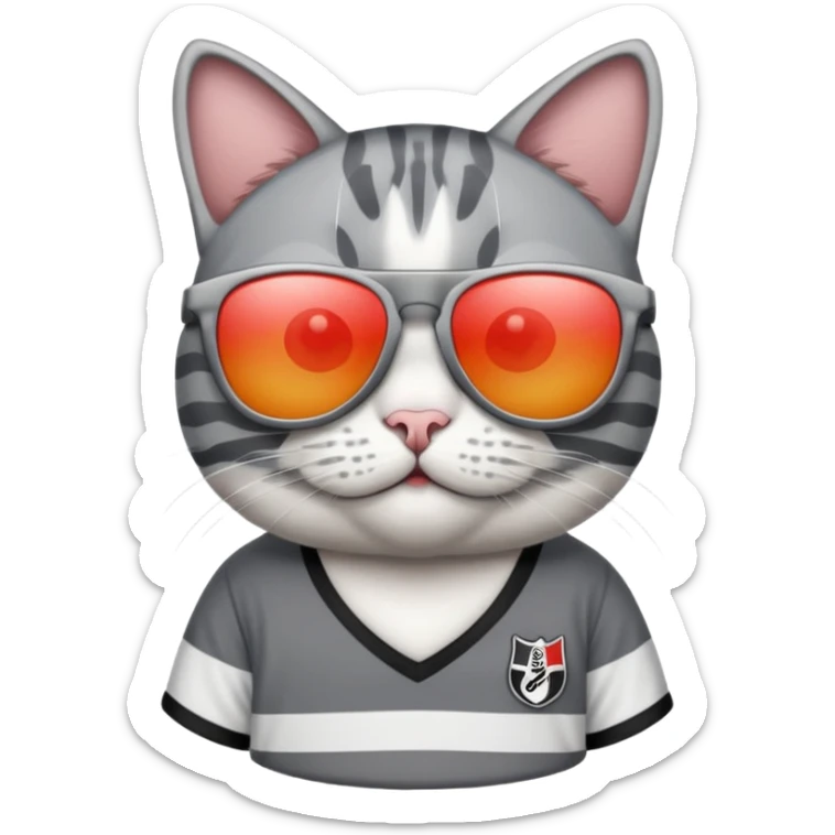 Güneş gözlüğü takan beşiktaş formalı gri beyaz kedidi sticker