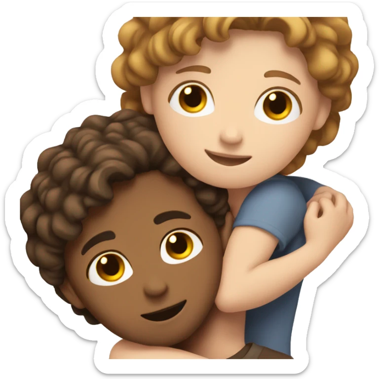 White girl with brown hair hugging white guy with brown hair sticker