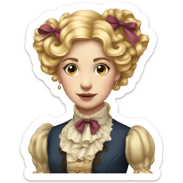 Wealthy Victorian girl with blonde sausage curls with ribbons very detailed and realistic sticker