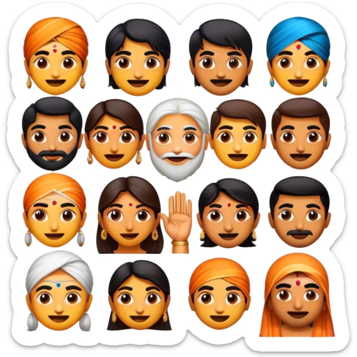 Cinematic Realistic Bollywood Pop Culture Emoji, featuring an energetic portrayal of Indian cinema rendered with dynamic textures and lively, colorful lighting. sticker