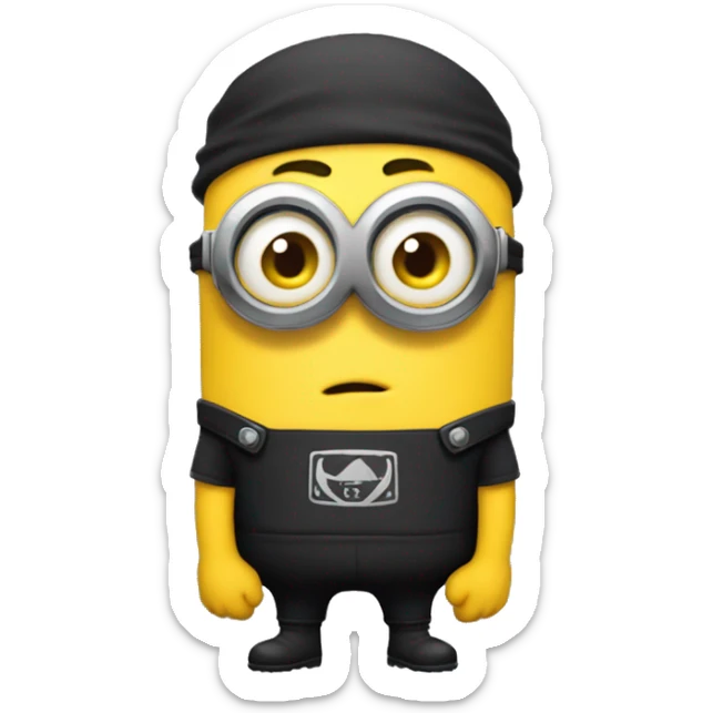 A buff minion wearing a black t shirt top with the words “never GOON” on the shirts chest area sticker