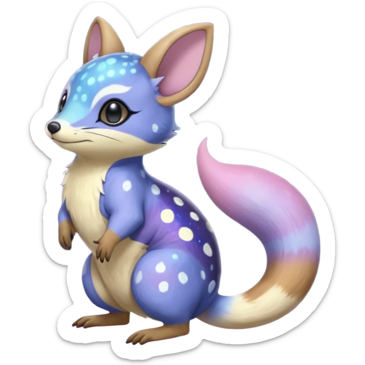 Nebula Celestial Lunar Starry Galactical Stellar Buizel-Minccino-Purrloin-Cresselia-Numbat-Bilby-Quoll-Meowstic-hybrid-fusion-creature (full body) sticker