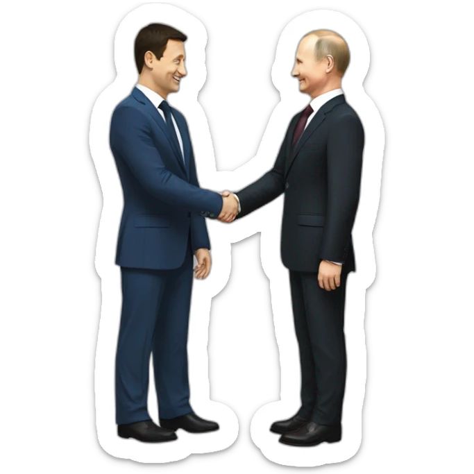 Putin and Zelensky shake hands with each other (handshake of Zelensky and Putin sticker