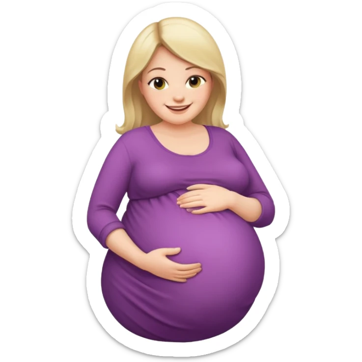 heavily pregnant woman with very large belly sticker