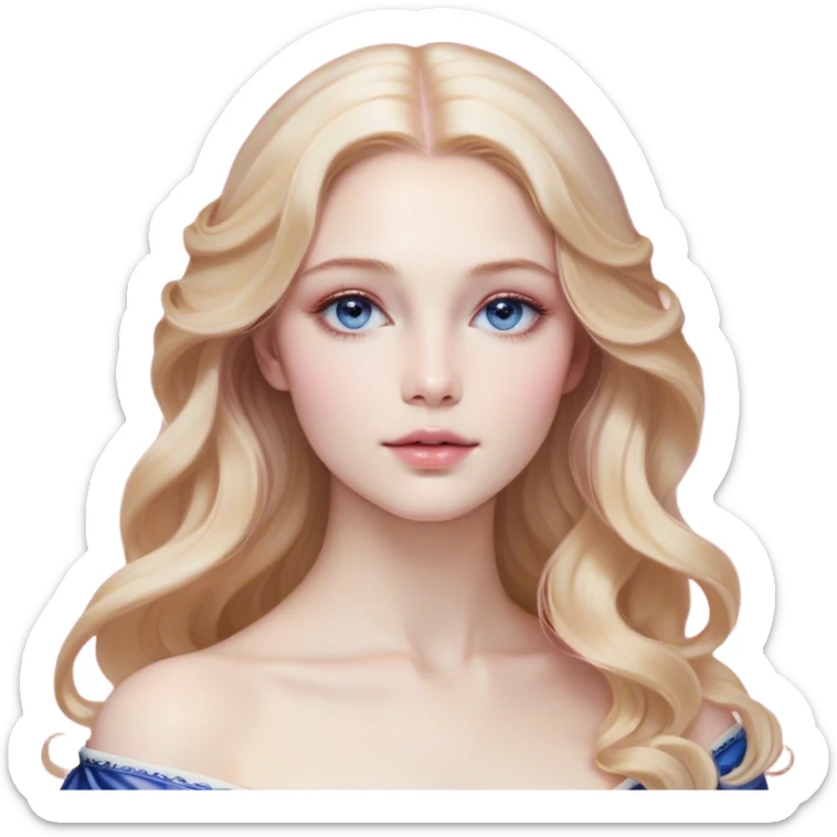 Cinematic Realistic Sleeping Beauty (Aurora) Portrait, with porcelain-like skin featuring a natural rosy flush, illuminated by soft lighting that highlights the gentle contours of her face. Her golden blonde hair flows in soft, detailed waves with subtle highlights that shimmer in the light. Her deep violet-blue eyes radiate warmth and innocence, framed by arched brows and long lashes. With a soft, serene smile, she holds a delicate rose gently in one hand, her other hand resting lightly by her side. She is dressed in her classic pink gown, the fabric rich in texture with delicate folds that catch the light. A golden crown rests atop her head, gleaming with royal refinement. The portrait captures a soft, glowing aura, blending realism with an ethereal sense of beauty and timeless enchantment. sticker