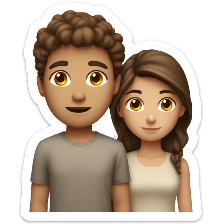 brown hair boy and browns shirt girl with freckles sticker