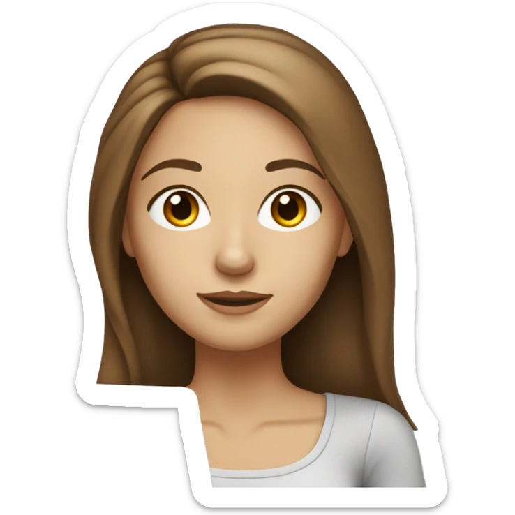 caucasian woman with long brown hair and brown eyes and freckles with laptop  sticker