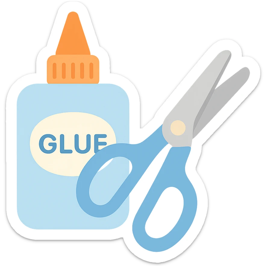 craft glue and scissors flat toon sticker
