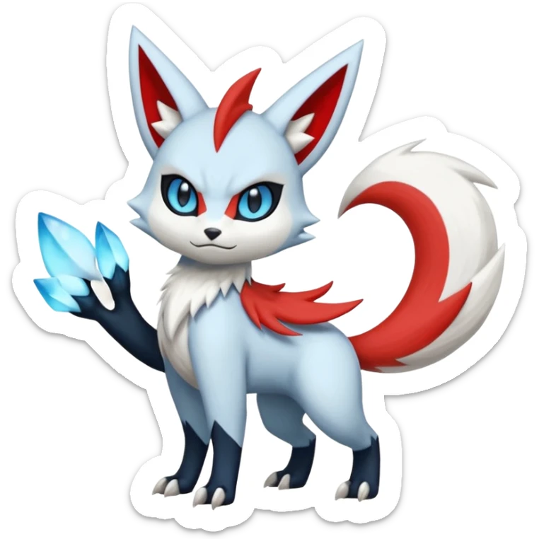 Albino Snowy Meloetta-Litten-Zangoose-Guilmon-Darkrai-Pokémon-Fakémon-fusion-hybrid-creature sticker