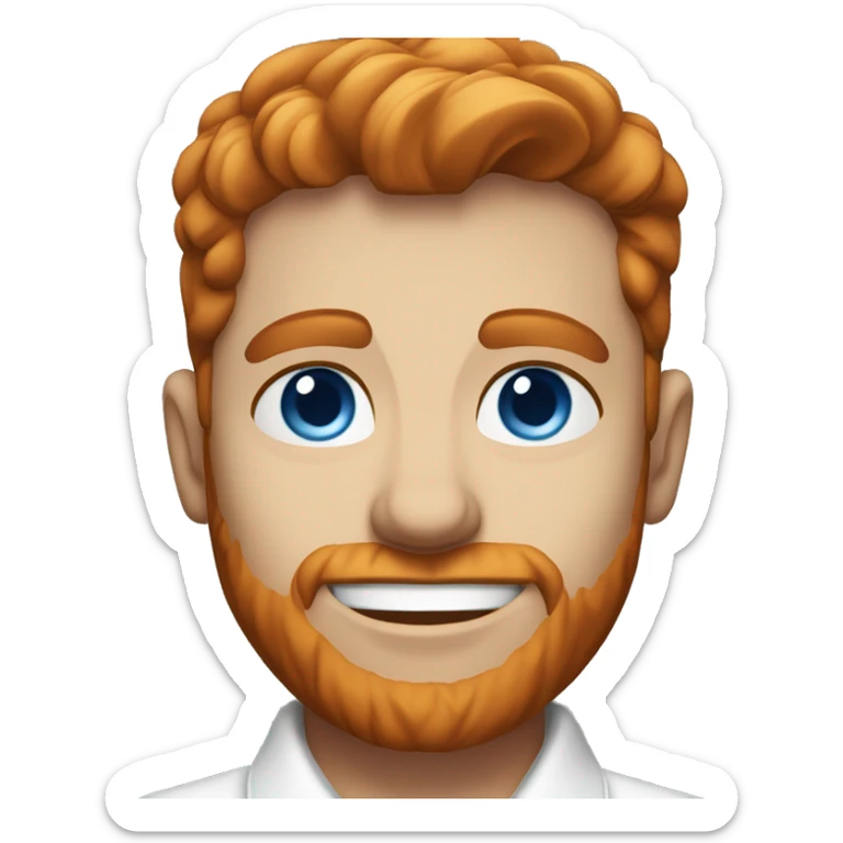 Portrait of an adult guy with red hair, light skin, stubble, blue eyes, wearing a white office shirt. sticker