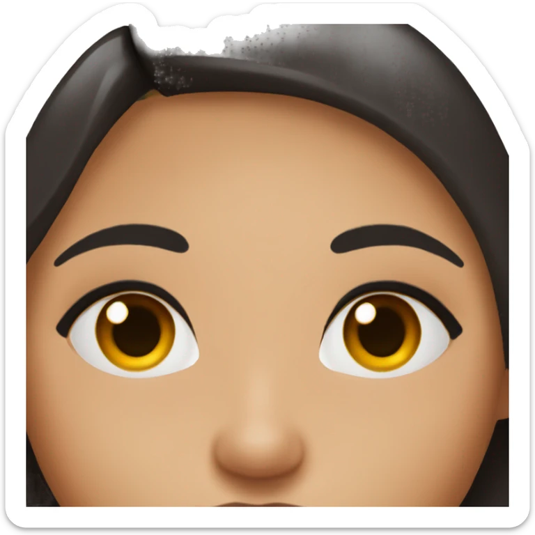 a women with brown eyes with lashes and black staight hair sticker