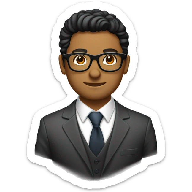 licenciada de piel morena con lentes para computadora y traje formal con brazos cruzados sticker