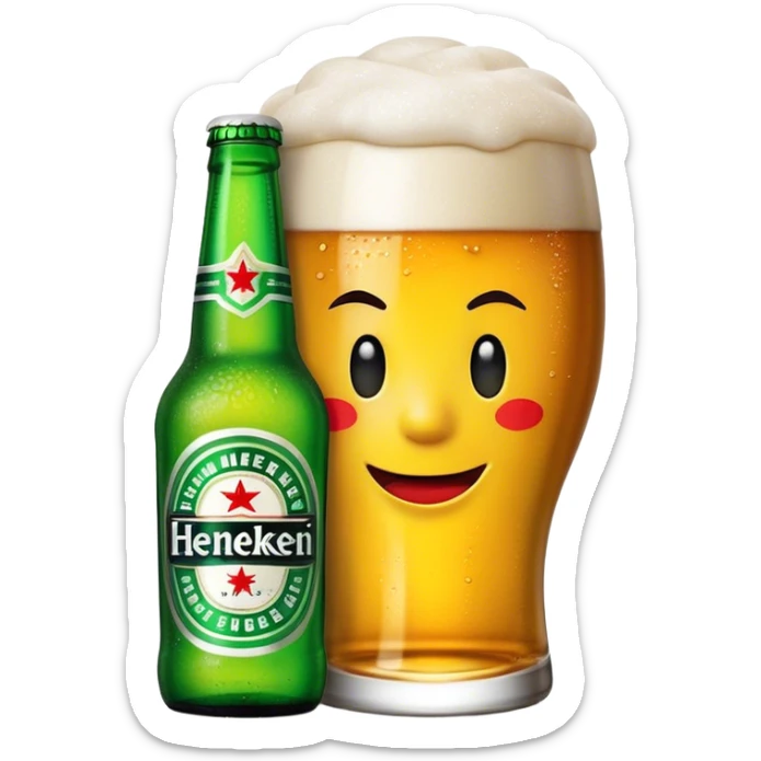 Cinematic Realistic Heineken Pop Culture Emoji, showcasing an iconic beer moment rendered with crisp textures and vibrant, energetic lighting. sticker