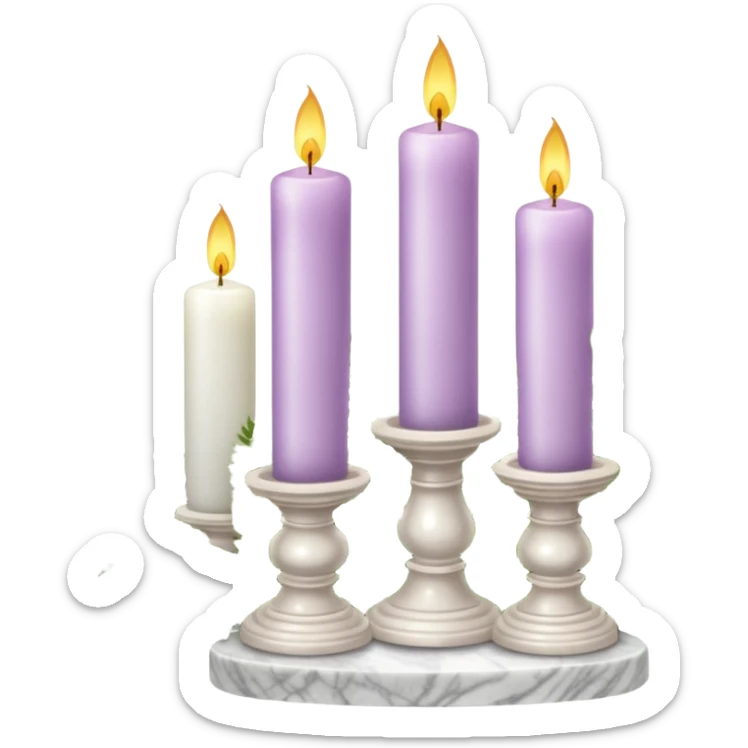 Aesthetic scenic beautiful gorgeous pretty elegant sparkly shiny scene of Candles white and with flowers and marble pedestals and lush vines and ferns sticker