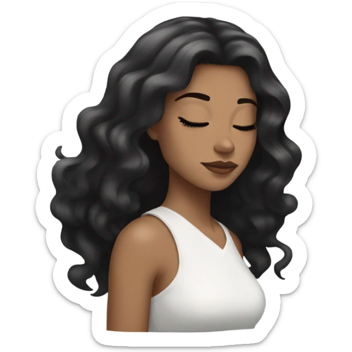 Coquette white girl teenage black hair sleeping  sticker