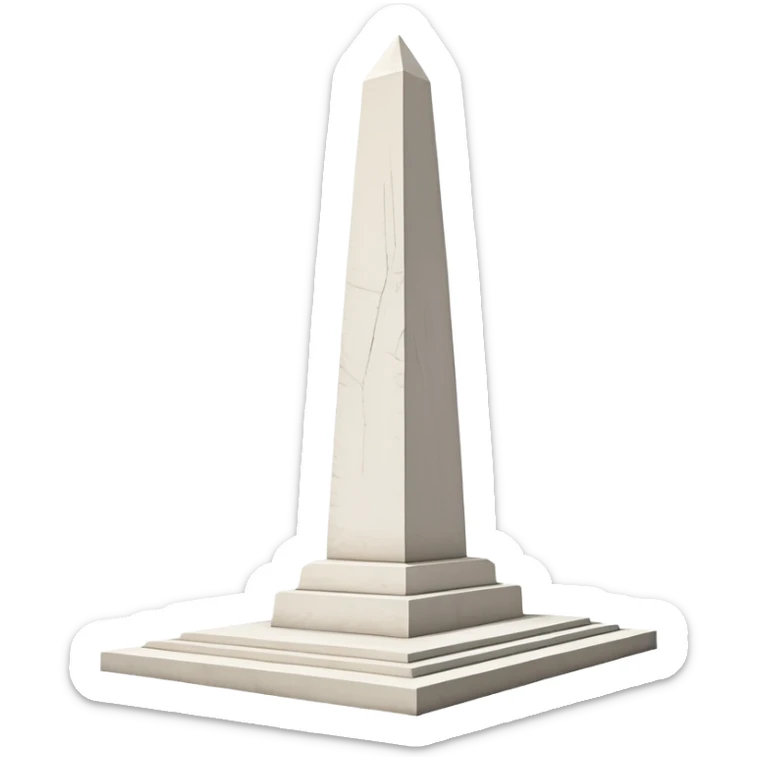 The Obelisk of Buenos Aires, a simple tall white stone monument with a pointed top, no staircase or base at the bottom, standing directly on flat ground, iconic Argentine landmark sticker