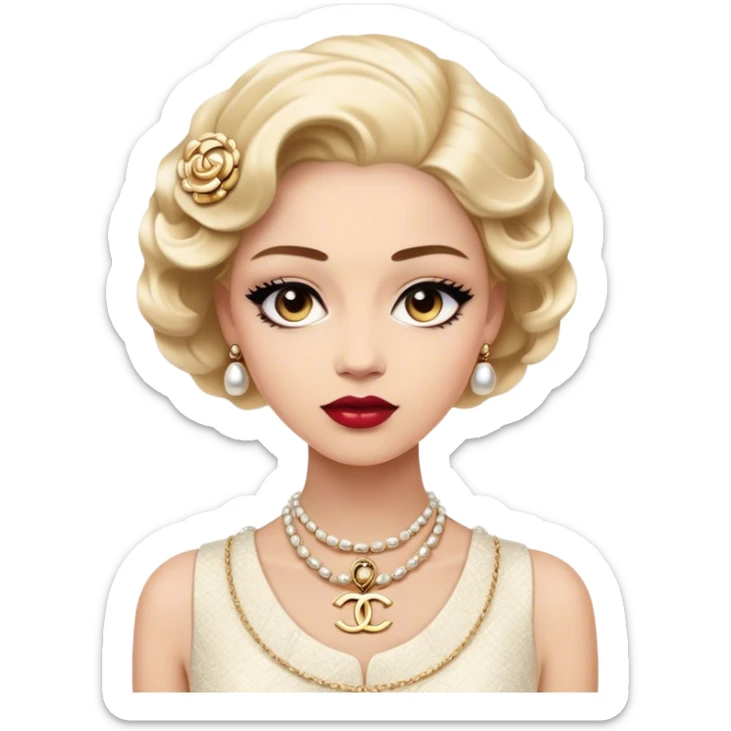 Cinematic Realistic Chanel Pop Culture Emoji, depicted with timeless elegance and iconic style rendered with luxurious textures and dynamic, sophisticated lighting. sticker