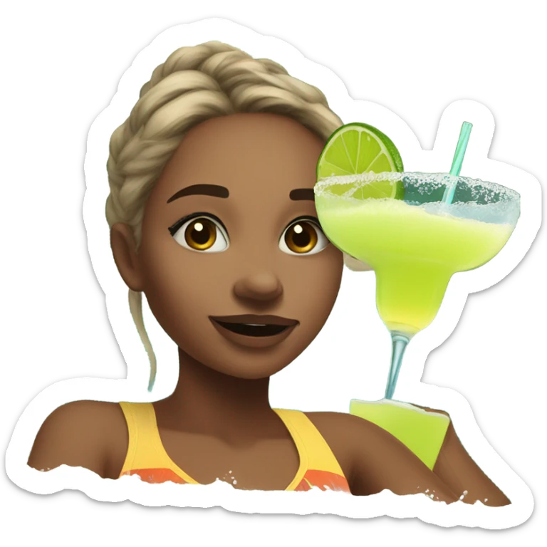 Girl Enjoying a 40 ounce margarita (HUGE) on a lazy river sticker
